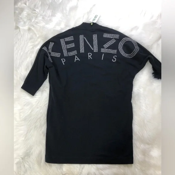 NWT Kenzo Logo V Neck Black Dress Sweatshirt - Picture 7 of 10